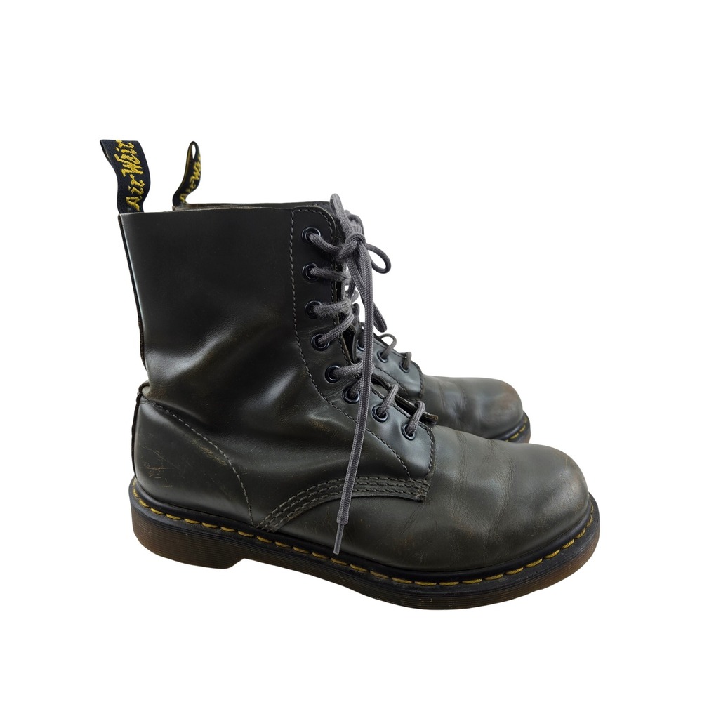 Dr. Martens Pascal Slate Gray Leather 8-Eye Combat Boots Womens 9 UK 7 EU 41